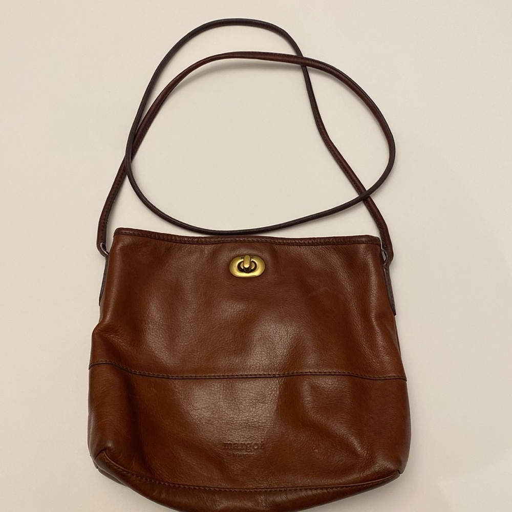 Margot Women’s Brown Leather Shoulder/Crossbody Bag Size 9”x8”x2.5“approximately